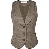 Belle Poque Vintage Lapel Collar Suit Vest Tops for Women V Neck Sleeveless Work Dressy Waistcoat Blazer with Pockets