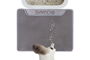 BomDa Cat Litter Mat, Large Kitty Litter Box Trapping Mat, 23x17'' Honeycomb Double Layer Urine & Waterproof, Washable Easy Clean, Litter Mats for Floor Less Waste, Anti-Slip