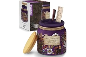 PieceRelax 3D Puzzle Jar 96 Plastic Pieces for Adults - Peace Potion - Use Includes Divider as Pen and Utensils Holder with Wooden Lid for Kitchen Dining Study Living Room Large [BB1042]