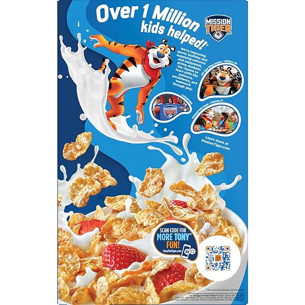 FROSTED FLAKES BREAKFAST CEREAL, 8 VITAMINS AND MINERALS, KIDS SNACKS, LARGE SIZE, ORIGINAL, 17.3OZ BOX (1 BOX)