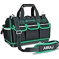 AIRAJ 16 Inch Tool Bag with Night Reflector Strip, Waterproof Tool Storage Bag has Adjustable Shoulder Straps, Heavy Duty Too