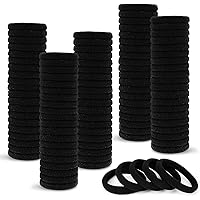 Hair Ties, 100 Pcs Black Hair Ties for Women, Soft Cotton Hair Tie, Elastic Seamless Hair Ties Bands Ponytail Holders for Thi