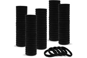 Hair Ties, 100 Pcs Black Hair Ties for Women, Soft Cotton Hair Tie, Elastic Seamless Hair Ties Bands Ponytail Holders for Thi