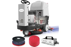 AIOLITH Micro Ride-on Floor Scrubber Dryer Machine Kit, 22" Clean, 25 Gal, up to 55000 ft²/h, Lithium Battery, Fast Charge, All Parts, Tile, Epoxy Commercial Riding Floor Scrubber for Garage