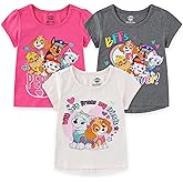 Paw Patrol Nickelodeon Girls Short Sleeve Shirt 3 Pack for Toddler and Little Kids