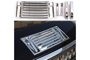 Lcojicep Hood Deck Vent Panel Covers Trim Moulding Compatible with Hummer 2003-2009 H2 Front Hood Vent Louver Cover, front hood grille trim (Hood Vent Panel & Handle Kit, Bright Light)