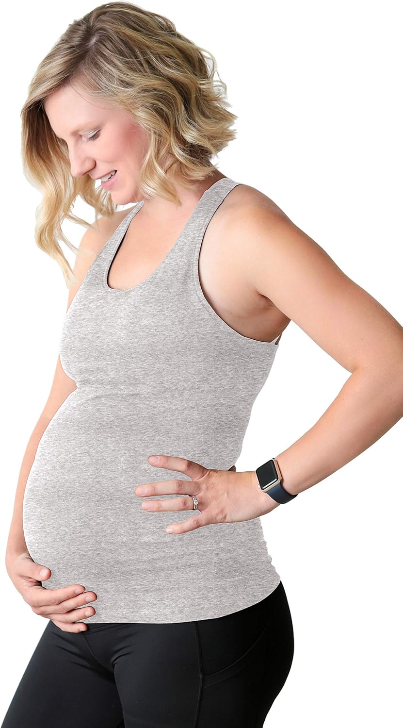 Movemama Maternity Workout and Yoga Top with Cross Back Detail, Shelf Bra and Removable Padding at  Women’s Clothing store