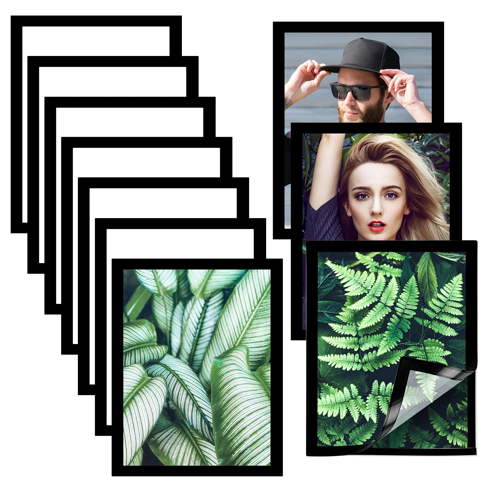 ELIAUK Pack of 10 diamond painting frames, A4 magnetic frame, black 5D diamond painting picture frame, magnetic closure, poster frame for information frame, wall and window, information frame,