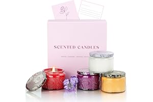 NORVENCE Candles for Women, Scented Candle Gift Set of 4, Scented Candles for Home, Birthday and Christmas Candle Gifts for Women (Vanilla, Lavender, Cinnamon, Jasmine, 14.4 oz)