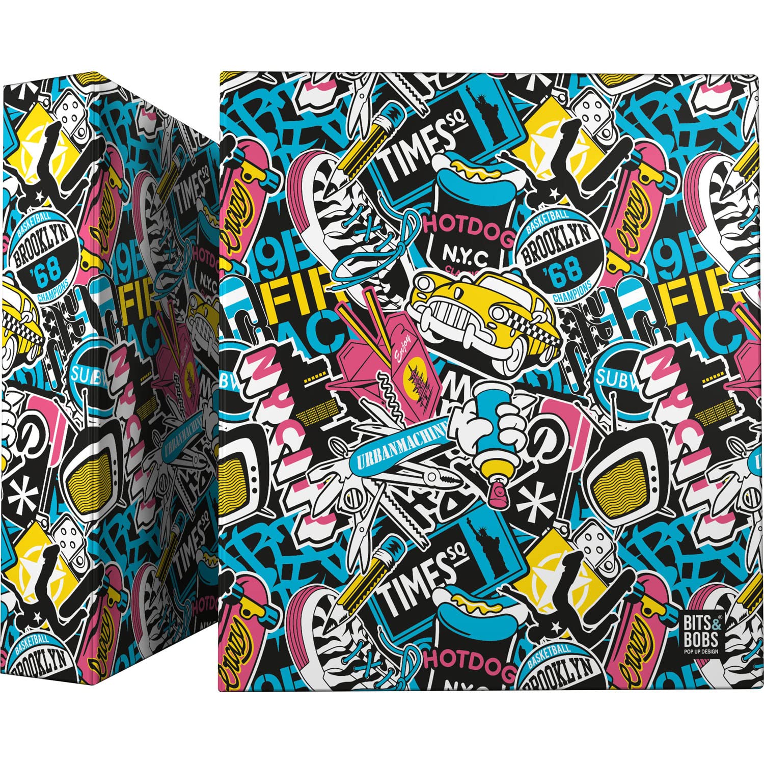 Grafoplás | A4 School Binder | 4 Mixed Rings 40mm | Bits & Bobs Pop Up Design Collection | New York City | FSC Certified