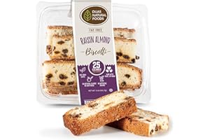 DIJAS Natural Foods, Crunchy Fat Free Biscotti Cookie, All Natural Preservative Free Ingredients, Delicious Low Calorie Snack (5 Ounces, Raisin Almond)