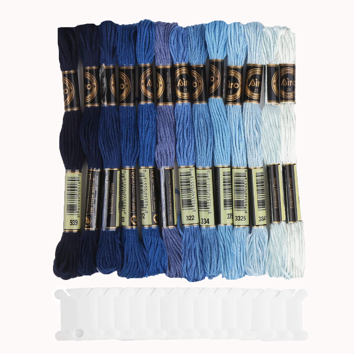 Suloli Blue Embroidery Threads - Cross Stitch Threads (14 Skeins Per Pack)
