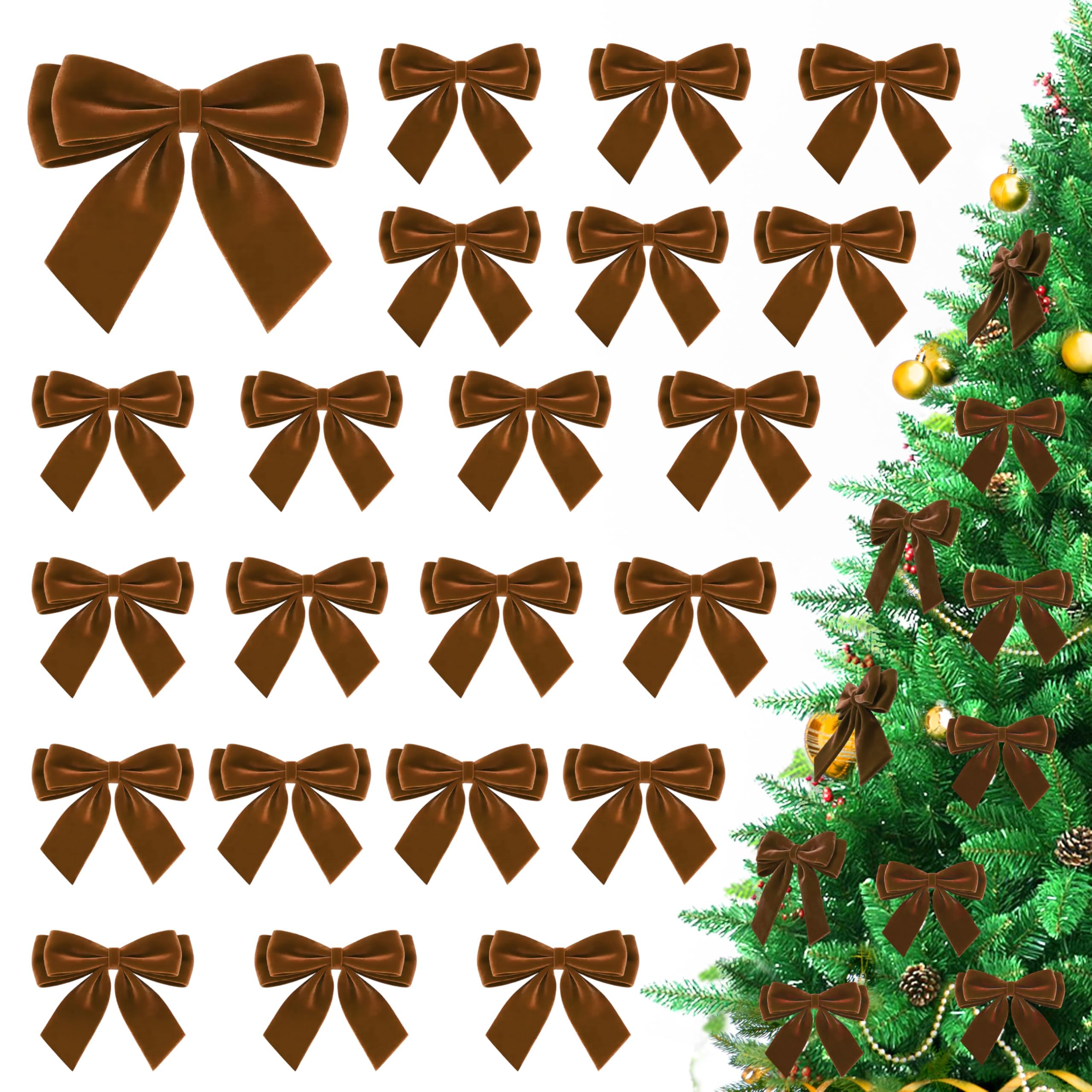 Photo 1 of **SIMILAR ITEM**** 24Pcs Velvet Bows for Christmas Tree, Small Brown Bows Christmas Decorations with Twist Tie, Bulk Vintage Velvet Ornaments for Wreath Garland Gift Wrapping Wedding Champagne Parties, 3.5*3.5 in