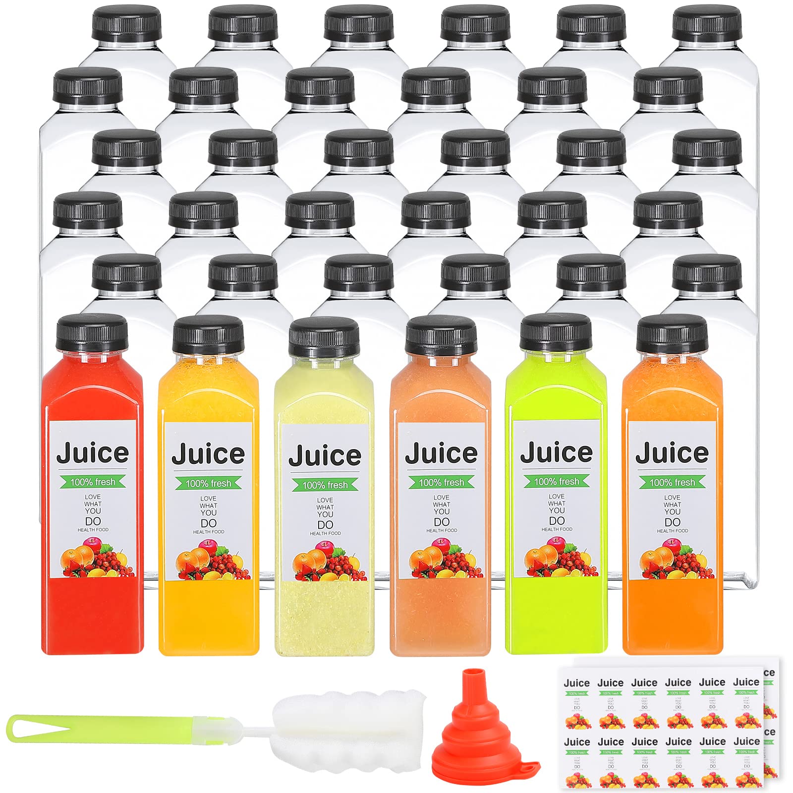 Photo 1 of LJINOKYUN 36pcs 16oz Plastic bottles with lids, juice bottles with caps, Reusable containers and Clear beverage for milk, Smoothies, juice