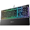SteelSeries Apex 3 RGB Gaming Keyboard – 10-Zone RGB Illumination – IP32 Water Resistant – Premium Magnetic Wrist Rest (Whisp