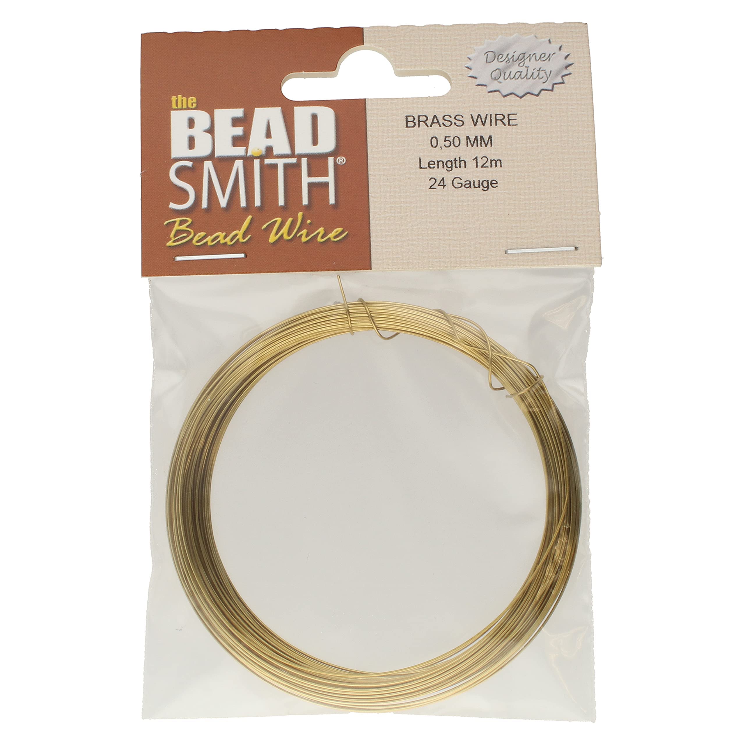 The Beadsmith Professional German Jewelry Wire – 0.5mm Dia, 24 Gauge, 12 Meter Coil – Brass – Beading Wire for Jewelry Making, Wire Wrapping, Sculpting, Floral, Modeling & More