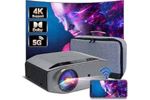 5G WiFi Home Theater Projector 4k Supported, Artlii Energon2 Outdoor Bluetooth Projector, Dolby Audio, Wireless & Wired Mirroring, FHD Native 1080P Movie Projector Compatible W/ TV Stick, iOS, Android