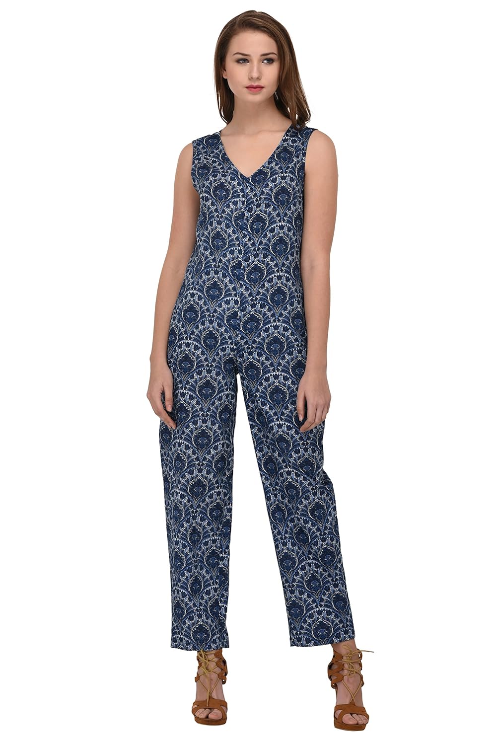 amirah's women casual v neck pockets sleeveless drawstring romper jumpsuits