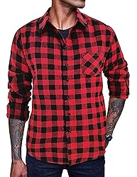 COOFANDY Mens Flannel Button Down Shirts Long