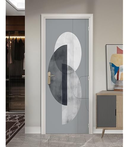 Autocollant Mural Géométrique Noir Et Doré Pour Porte - Effet Cuir - 76x200 Cm - Amovible Et Imperméable - 6