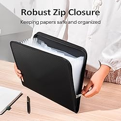 Sooez 13 Pocket Accordion File Organizer, Zipper