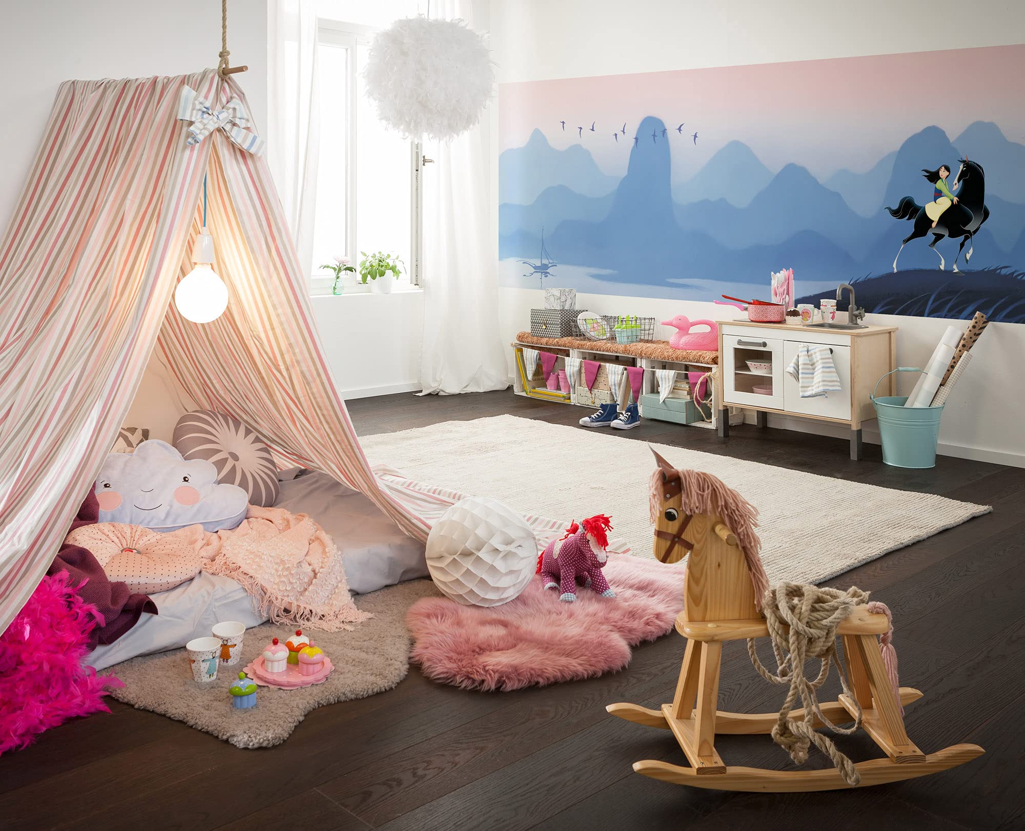 Komar Disney IADX6-036 Non-Woven Photo Wallpaper - Mulan Hills - Size: 300 x 100 cm (Width x Height) - Children's Bedroom/Mountains