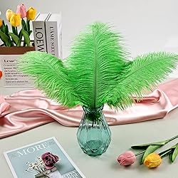 THARAHT Green Ostrich Feathers 24pcs Natural Bulk