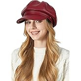 FEOYA Women Leather Newsboy Hat Casual Fashion Beret Hats Cabbie Cap with Adjustable Strap
