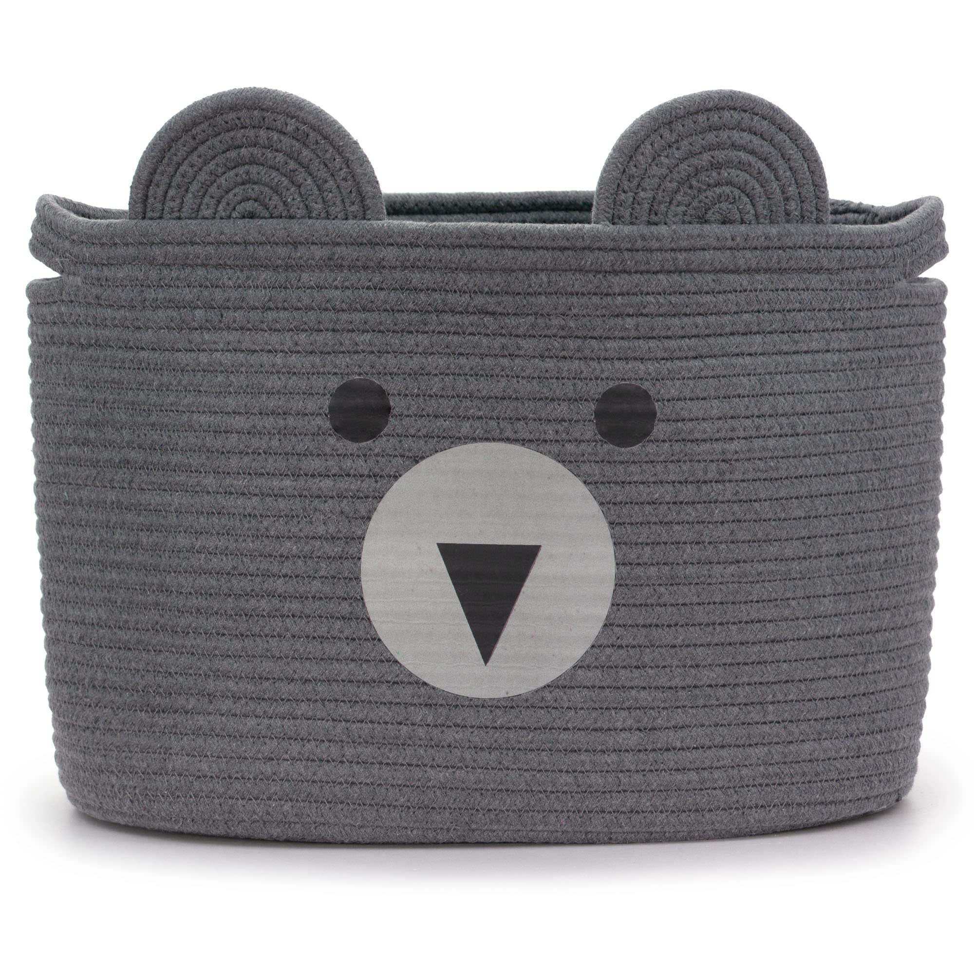 Goodheim Children's Storage Basket Made of Cotton for Toys and Laundry, Laundry Basket and Toy Basket in One, Children's Room Decoration Grey Bear