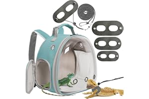 Small Aniaml Bag Bearded Dragon Travel Backpack with Harness and Leash Set,Lizard Backpack Travel Carrier,Space Capsule Clear