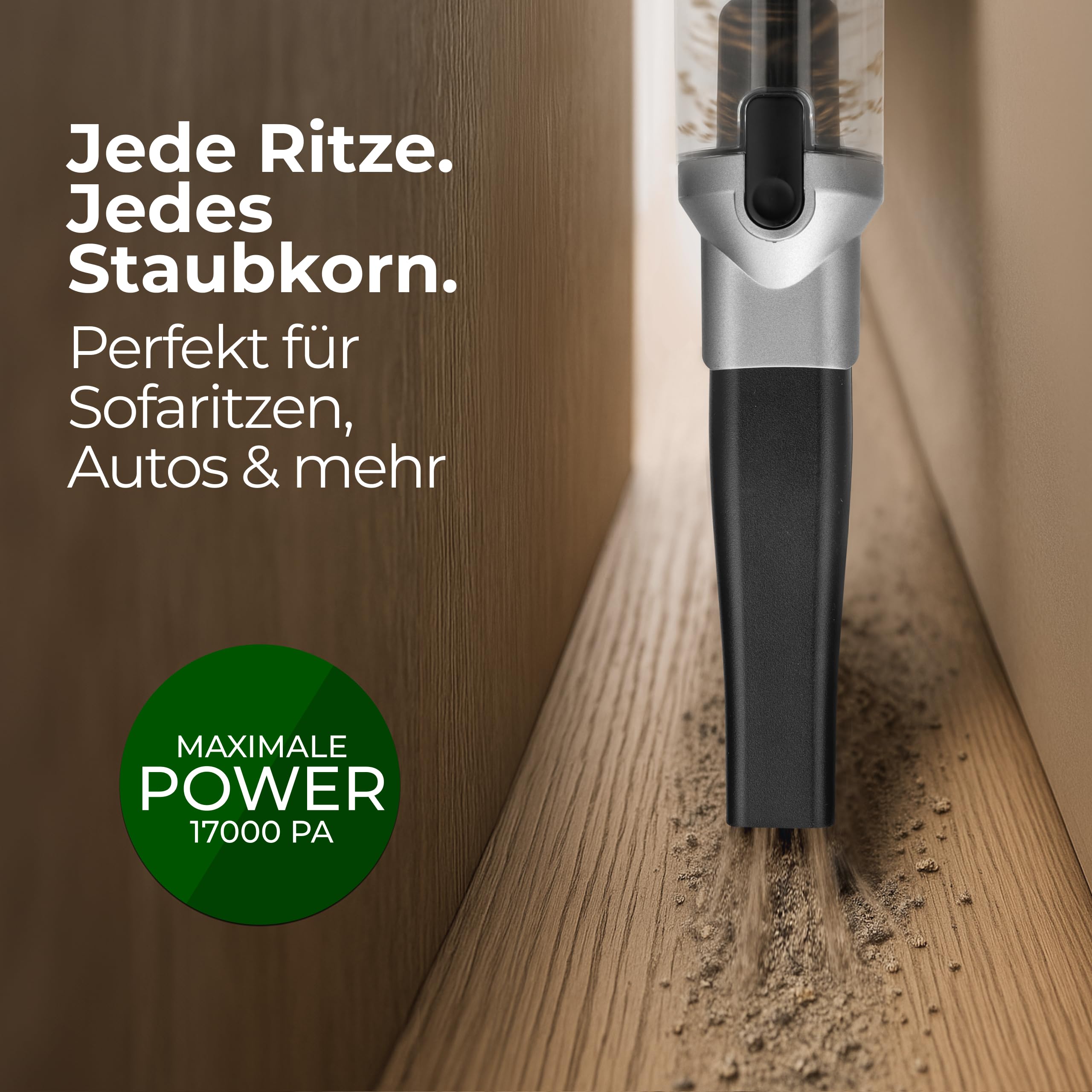 LEBENLANG Handstaubsauger Akku TESTSIEGER - Dual-Filter & Li-Ion I Inkl. Ladestation I 17000PA Handstaubsauger Auto Staubsauger stark Akkusauger kabellos Handsauger Akku Car Autostaubsauger Beutellos 4