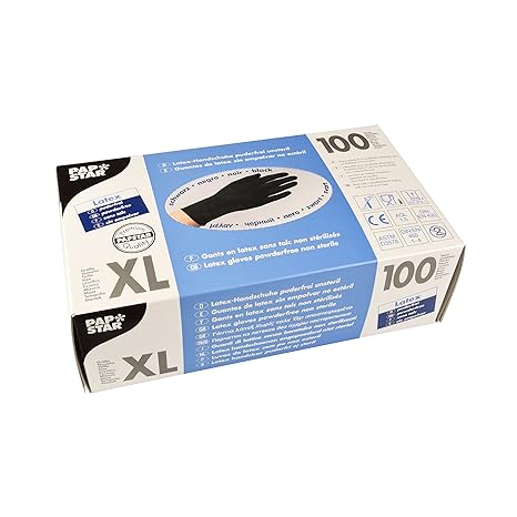 PAPSTAR Handschuhe, Latex, schwarz, 7.5 x 24 x 12.5 cm