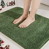 COSY HOMEER Extra Thick Bath Rugs for Bathroom - Anti-Slip Bath Mats Soft Plush Yarn Shaggy 100% Strong Mirco Polyeste Mat Living Room Bedroom Mat Floor Water Absorbent(Green,16x24 - Inches)