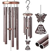YLYYCC Wind Chimes for Outside with Butterfly Wind Catcher, 33" Memorial Metal Wind Chime Suitable for Patio, Garden Hanging Decorations, Deep Tone Soothing, Perfect Christmas Birthday Gifts for Women