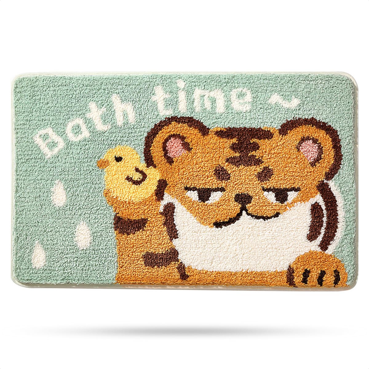 Cute Tiger Bath Rug 16x24, Non-Slip Soft Microfiber Bath Mat for Bathroom, Super Water Absorbent Shaggy Floor Mats for Kids Room, Bedroom, Kitchen, Tiger — image 1