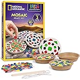 National Geographic Mosaic Arts and Crafts Kit for Kids - Mosaic Kit for Creating 3 Glass Tile Mosaic Art Projects, Includes Glass Tiles, Templates, Plaster & More, Art Supplies, Mosaic Kits for Kids