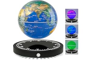 Flagest Magnetic Levitating Floating Globe with LED Lights, 16 Colors Rotating Globe Lamp with Clock Base for Home Office Desk Decor, Cool Tech Gadgets for Men Husband Boys and Girls
