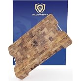Dalstrong Cutting Board - End-Grain Teak, 16in x 12in | Steel Carrying Handles - Doubles as Serving Board - Reversible - Durable Teak Wood