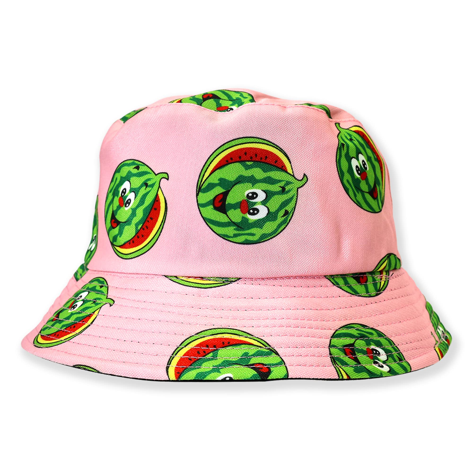 Robelli Unisex Reversible Summer Bucket Hat - Fun Festival Colourful Designs (BH1 PINK WATERMELON) — image 1