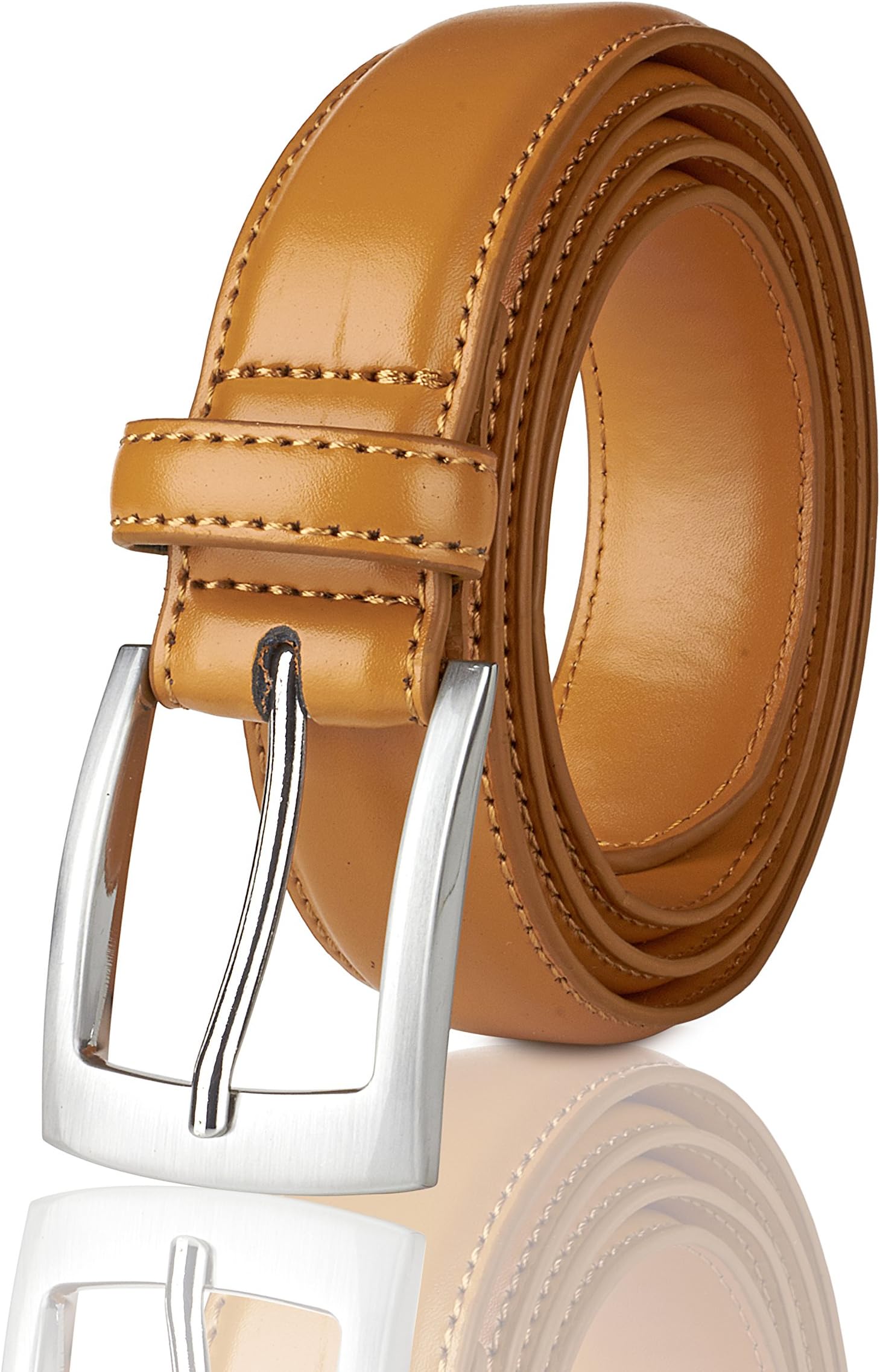 Belts for Men Mens Belt Buckle Genuine Leather Stitched Uniform Dress Belt