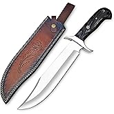 FLARA EAGLE D2 Handmade 14 Inches Bowie Knife Full Tang Fixed Blade Knife with Sheath Hunting Knife with Along Wood Handle Ideal for Camping, Hiking, Survival And Bushcraft