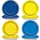 48Pcs Yellow Cartoon Birthday Party Decorations Paper Plates Yellow and Blue Dinner Dessert 7Inch Disposable Cartoon Theme Dinnerware Tableware Set for Kids Boy Girl Baby Shower Table Supplies