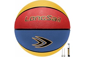 Longsail Full Size Basketball Rubber- Leather,Indoor-Outdoor-Pool,with Pump(Deflated)