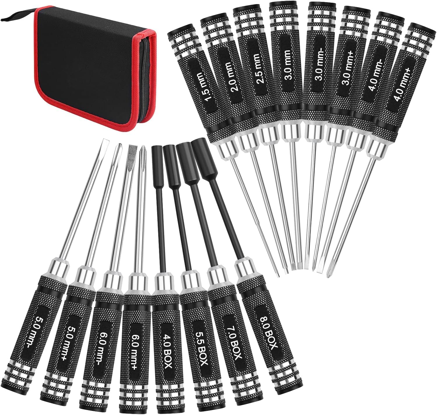 Craznick RC Hex Screwdriver Tool Set: 4*Hex Driver 8*Screwdrivers 4*Nut Wrench Repair Tool Kit Socket Screwdrivers for RC Quadcopter Helicopter FPV Drone Car Airplane