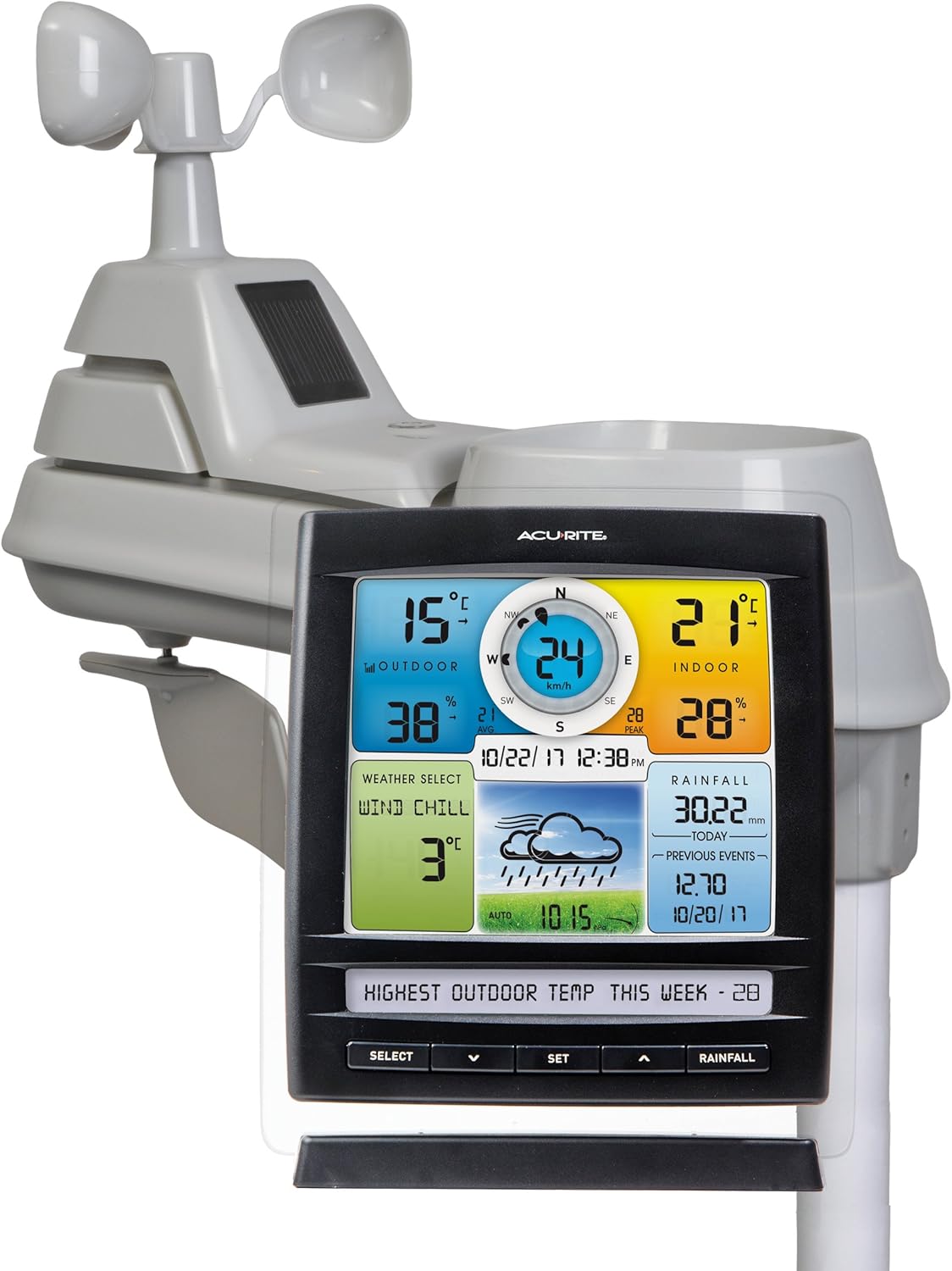 AcuRite 01512 Pro Color Weather Station With Rain, Wind, Temperature