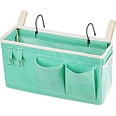 Loghot Bedside Caddy/Bedside Storage Bag Hanging Organizer for Bunk and Hospital Beds,Dorm Rooms Bed Rails,Can be Placed Glasses,Books,Mobile Phones,Keys (Green)