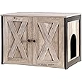DWANTON Litter Box Enclosure, Cat Litter Box Furniture Hidden, Reversible Entrance Can Be on Left or Right Side, Wooden Cat Washroom Indoor, Fit Most of Litter Box, 27.6 x 19.7 x 19.7 Inches