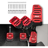 CHRYMUM 3PCS Non-Slip Car Pedal Covers, Premium Aluminum Alloy Pedal Pads | Manual Transmission Brake Pedal Covers, Gas Fuel Petrol Clutch Foot Pedals, Anti-rubbing Car Clutch Pedal Kits for Most Car