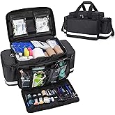 Trunab First Aid Bag Empty Medical Duffel First Responder Trauma Storage with Inner Dividers and No-scratch Bottom, Ideal for EMT, EMS, Paramedics, Bag Only, Black
