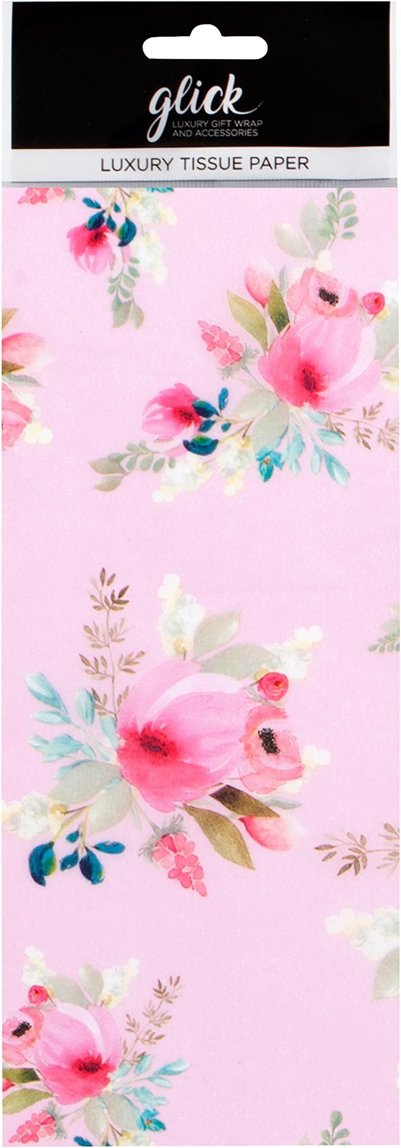Dyment Pink Floral Flowers on Pink Printed Patterned Tissue Wrapping Paper by Glick Luxury 4 Sheets 50 x 75cm